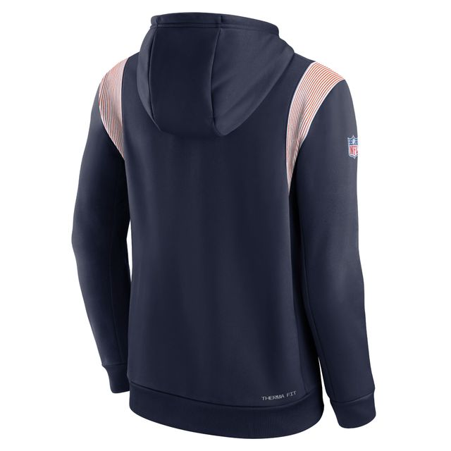 Sweat à capuche Nike Denver Broncos Sideline Athletic Stack Performance pour homme - Bleu marine