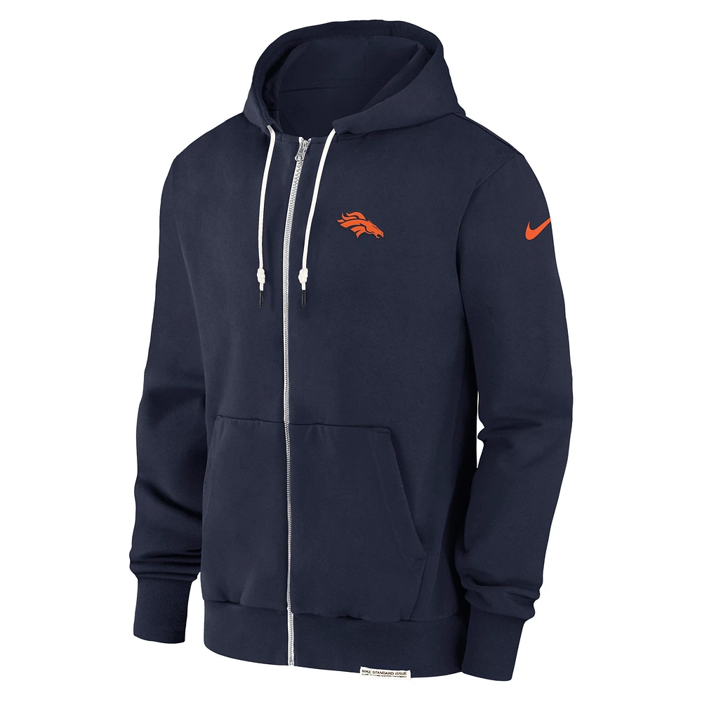 Men's Nike Navy Denver Broncos Sideline Performance Full-Zip Hoodie Jacket
