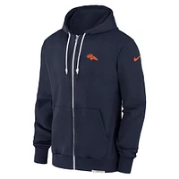 Men's Nike Navy Denver Broncos Sideline Performance Full-Zip Hoodie Jacket