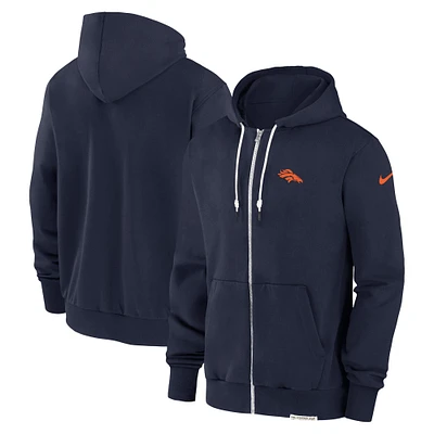 Veste à capuche entièrement zippée Nike Denver Broncos Sideline Performance pour homme bleu marine