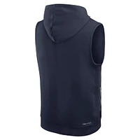 Men's Nike Navy Denver Broncos Sideline Performance Sleeveless Pullover Hoodie