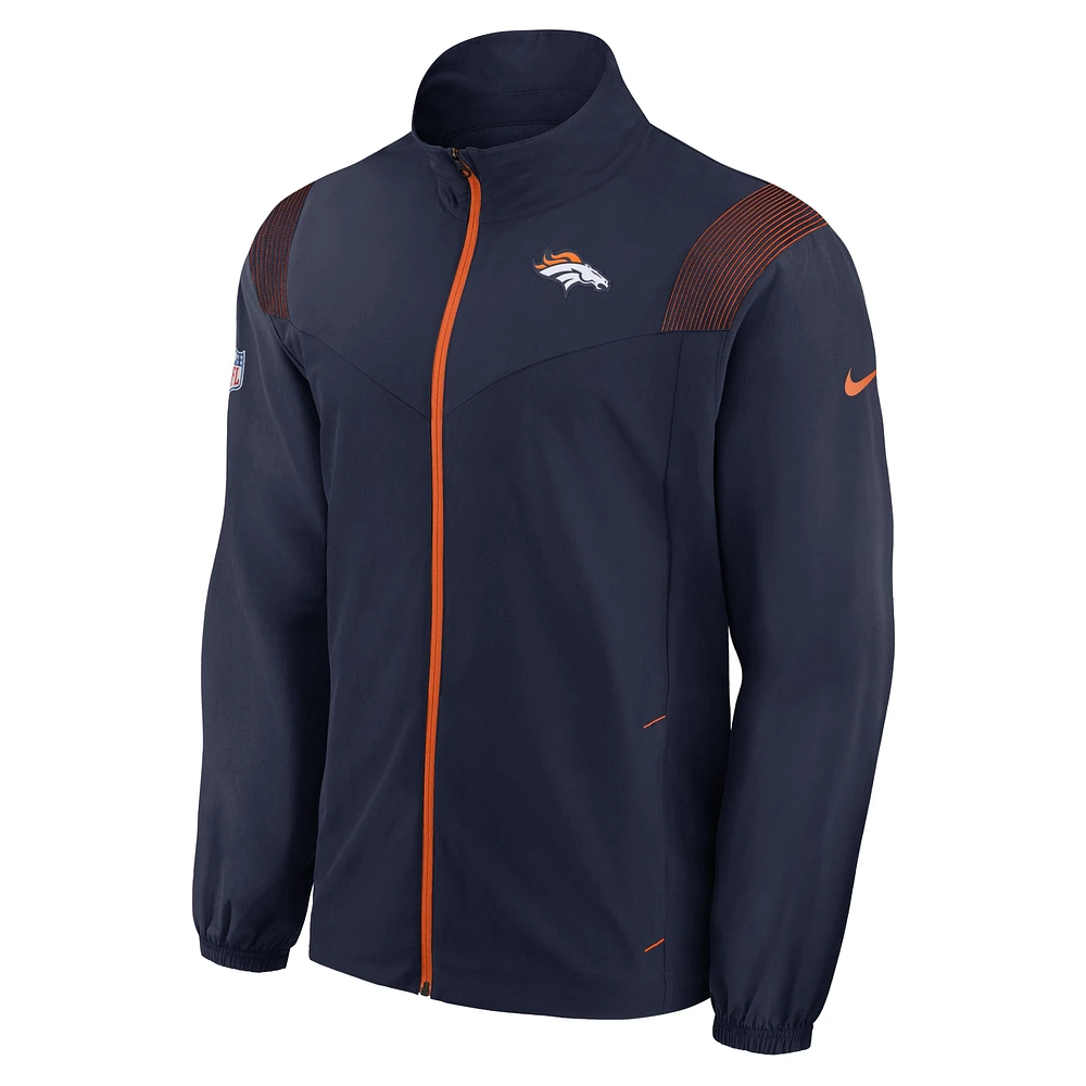 Veste zippée entièrement avec logo tissé Nike Denver Broncos Sideline pour homme
