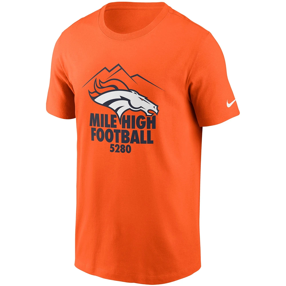 T-shirt Nike orange Denver Broncos Hometown Collection 5280 pour homme