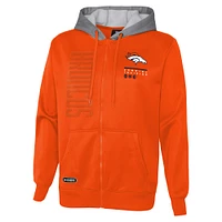 Men's Orange Denver Broncos Combine Authentic Field Play Full-Zip Hoodie Sweatshirt