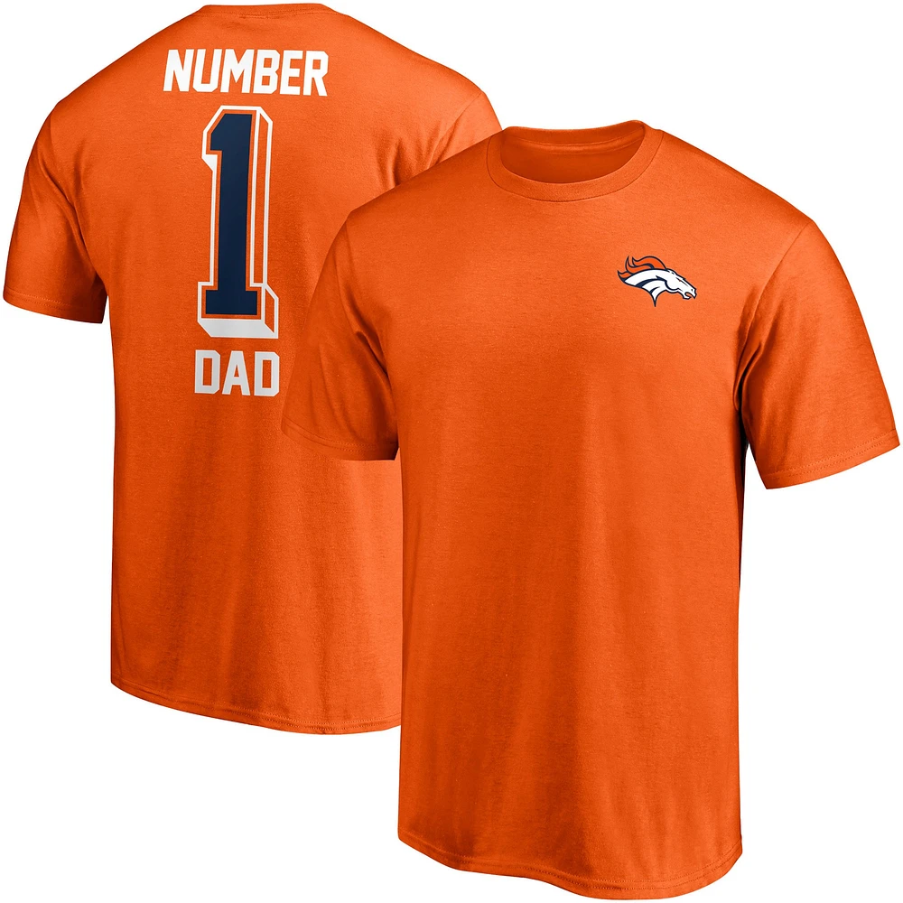 Men's Orange Denver Broncos Team #1 Dad T-Shirt