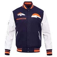 Men's Pro Standard  Navy Denver Broncos Classic Wool Varsity Full-Snap Jacket