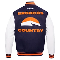 Men's Pro Standard  Navy Denver Broncos Classic Wool Varsity Full-Snap Jacket
