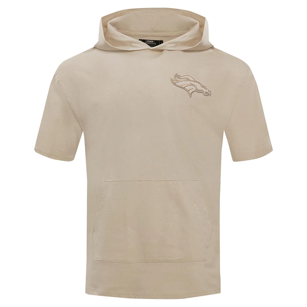 Men's Pro Standard Tan Denver Broncos Neutrals Capsule Short Sleeve Pullover Hoodie