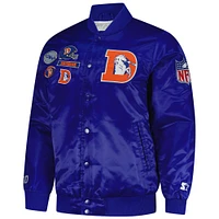 Men's Starter Royal Denver Broncos Exclusive Satin Full-Snap Varsity Jacket