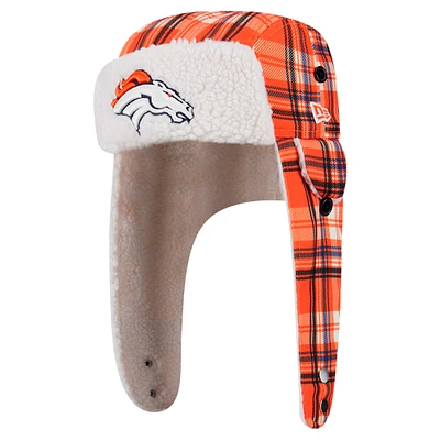 Casquette trappeur Sherpa à carreaux orange Denver Broncos de New Era