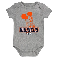 Newborn & Infant Orange/Navy/Gray Denver Broncos Three-Piece Disney Game Time Bodysuit Set