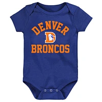Newborn & Infant Orange/Navy/Heather Gray Denver Broncos Three-Pack Eat, Sleep Drool Retro Bodysuit Set