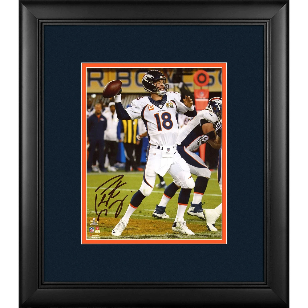 Peyton Manning Denver Broncos Framed Autographed 8" x 10" Super Bowl 50 Champions Action Vertical Photograph