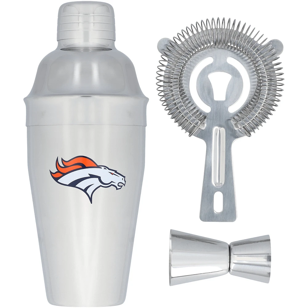 The Memory Company Denver Broncos Ensemble shaker, passoire et doseur en acier inoxydable