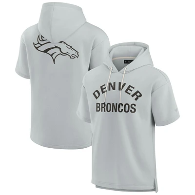 Unisex Fanatics Gray Denver Broncos Elements Super Soft Fleece Short Sleeve Pullover Hoodie