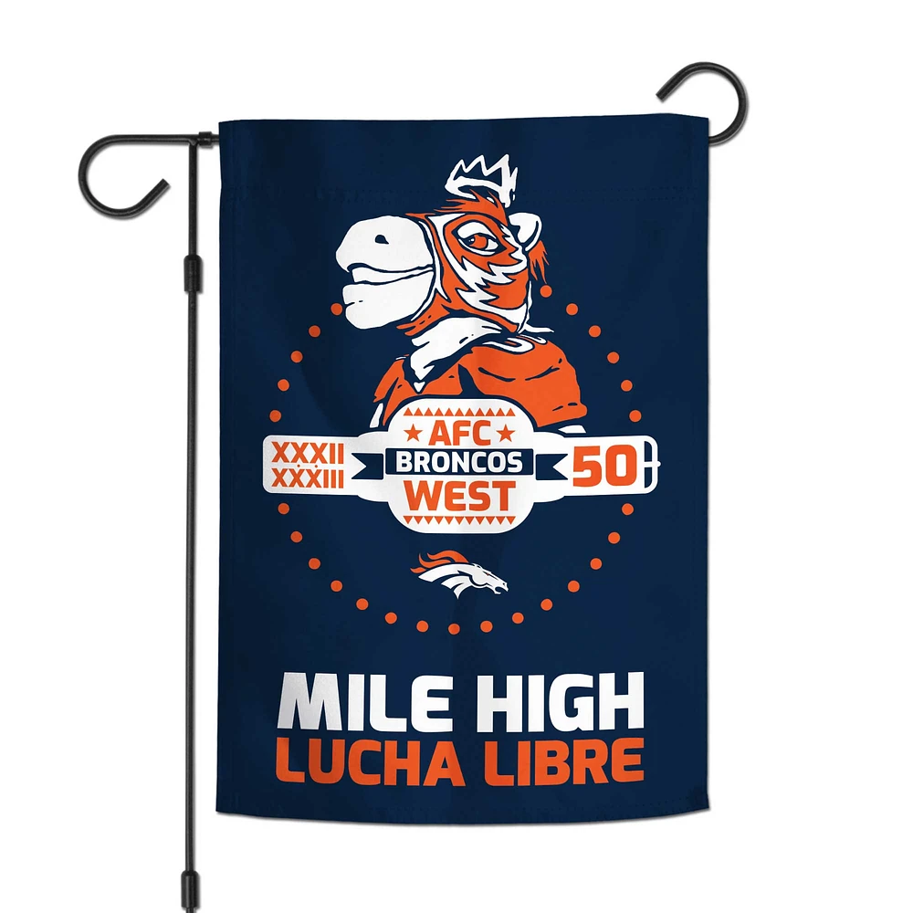 WinCraft Denver Broncos Lucha Libre Drapeau de jardin double face 12" x 18"