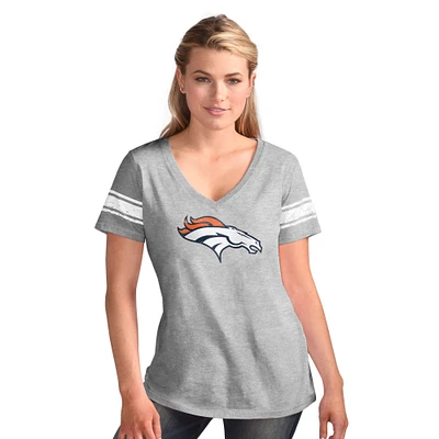 T-shirt vieilli pour femme G-III 4Her by Carl Banks Heather Grey Denver Broncos First Pick
