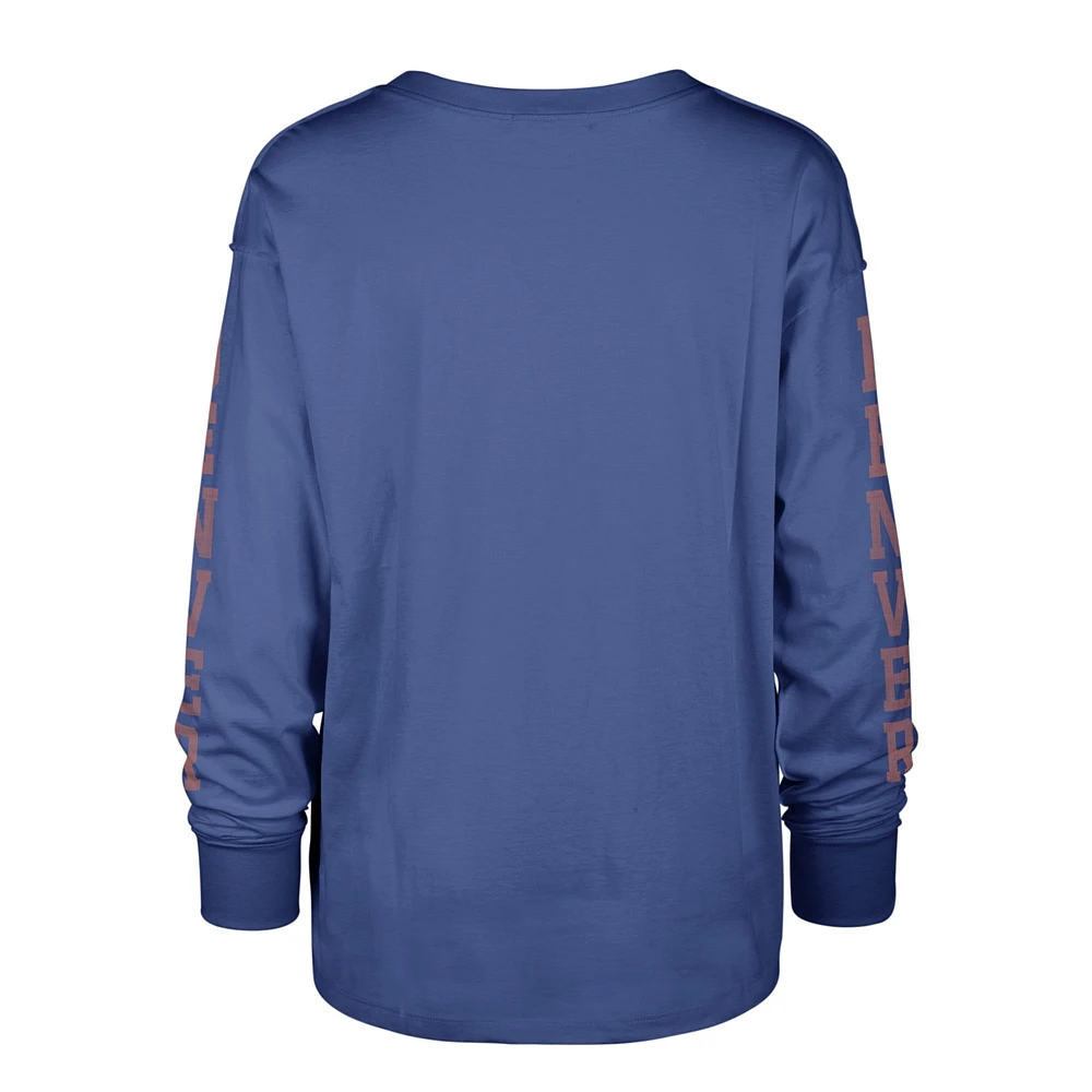 T-shirt léger à manches longues '47 Royal Denver Broncos pour femmes Tom Cat