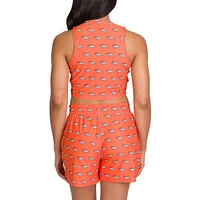 Women's Concepts Sport Denver Broncos Gauge Allover Print Cropped Tank Top & Shorts Sleep Set