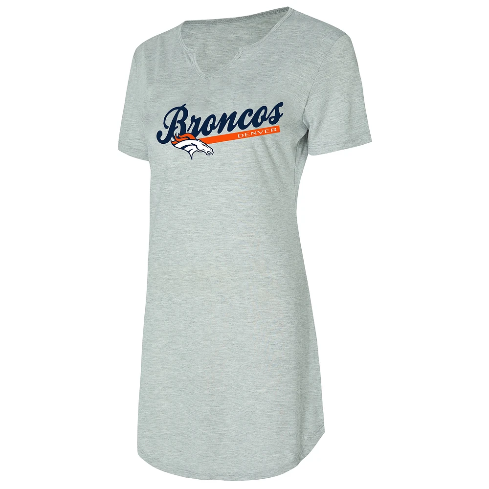 Women's Concepts Sport Gray Denver Broncos Petition Knit Nightshirt