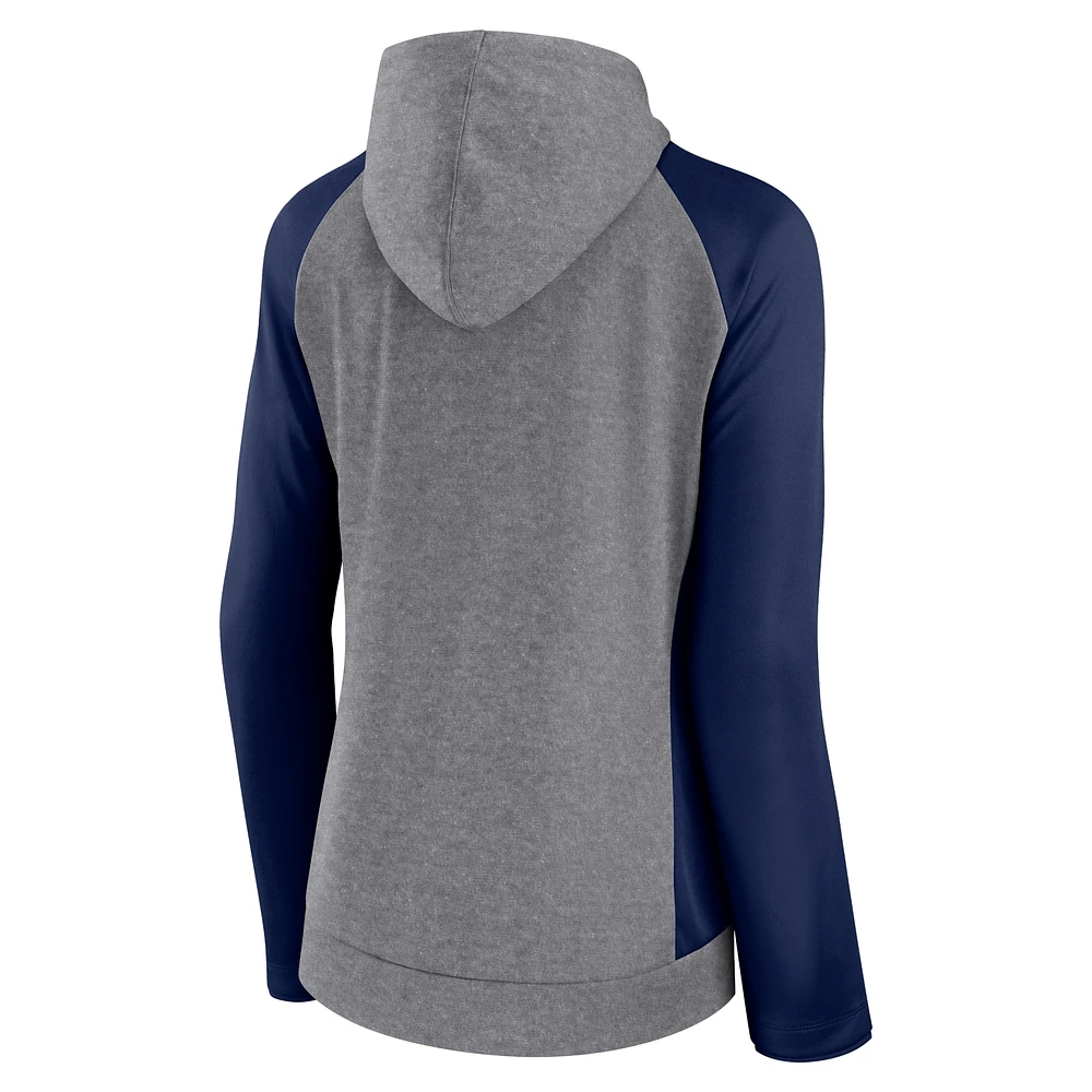 Women's Fanatics Gray/Navy Denver Broncos Blind Side Raglan Full-Zip Hoodie