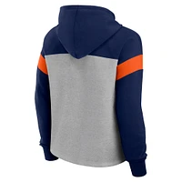 Women's Fanatics Heather Gray/Navy Denver Broncos Bold Play Call Pullover Hoodie