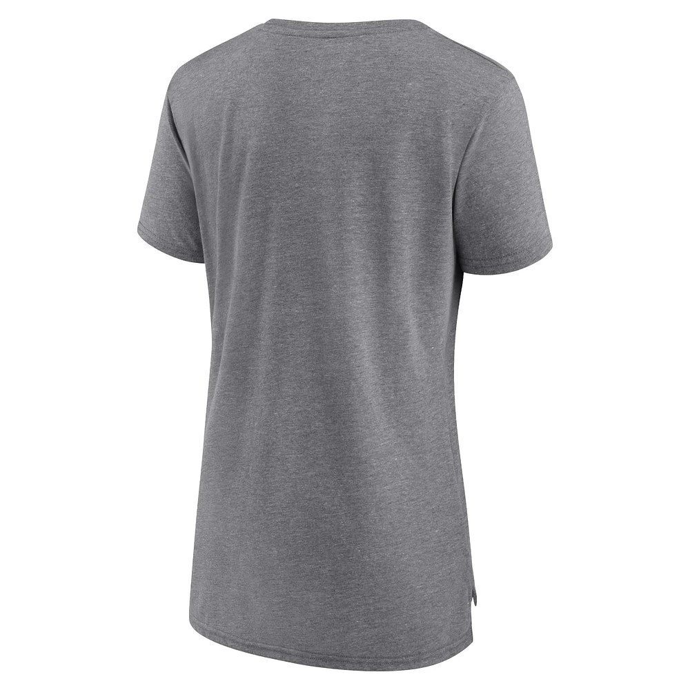 Women's Fanatics Heather Gray Denver Broncos Up the Middle Tri-Blend T-Shirt