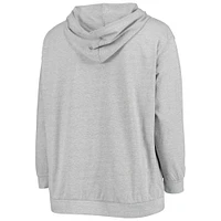 Women's Fanatics Heathered Gray Denver Broncos Plus Lace-Up Pullover Hoodie