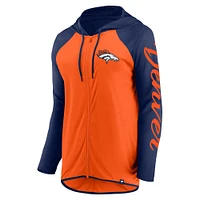 Women's Fanatics Orange/Navy Denver Broncos Script Full-Zip Hoodie