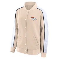 Women's Fanatics Tan Denver Broncos Lounge Full-Snap Varsity Jacket