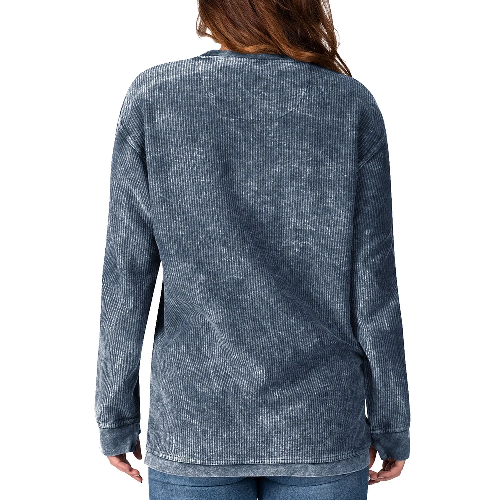 Women's G-III 4Her by Carl Banks Navy Denver Broncos Comfy Cord Pullover Sweatshirt