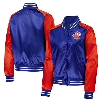 Veste à boutons-pression en satin raglan Team 2.0 Royal Denver Broncos Mitchell & Ness pour femme