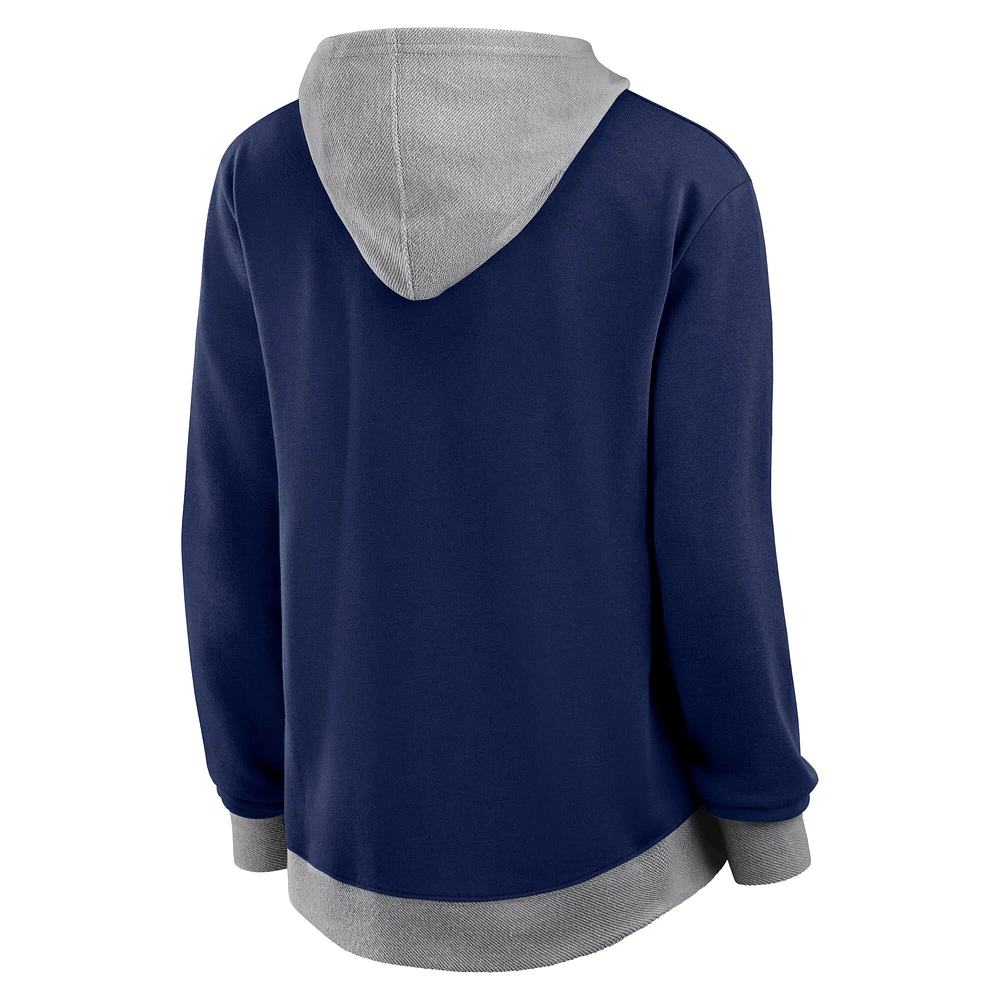 Women's  Navy Denver Broncos Hit It French Terry Full-Zip Hoodie