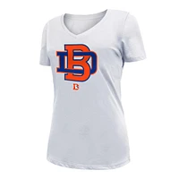 T-shirt à col en V City Originals Denver Broncos New Era pour femme, blanc