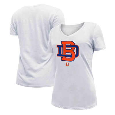 T-shirt à col en V City Originals Denver Broncos New Era pour femme, blanc