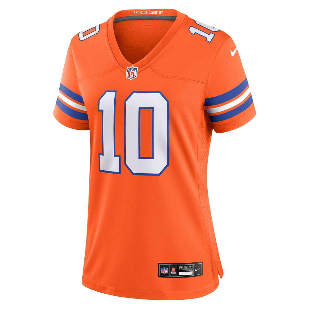 Women's Nike Bo Nix Orange Denver Broncos Mile High Collection 1977 Throwback Player Game Jersey