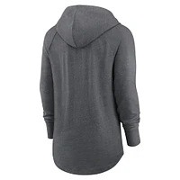 Women's Nike Heather Charcoal Denver Broncos Raglan Funnel Neck Pullover Hoodie