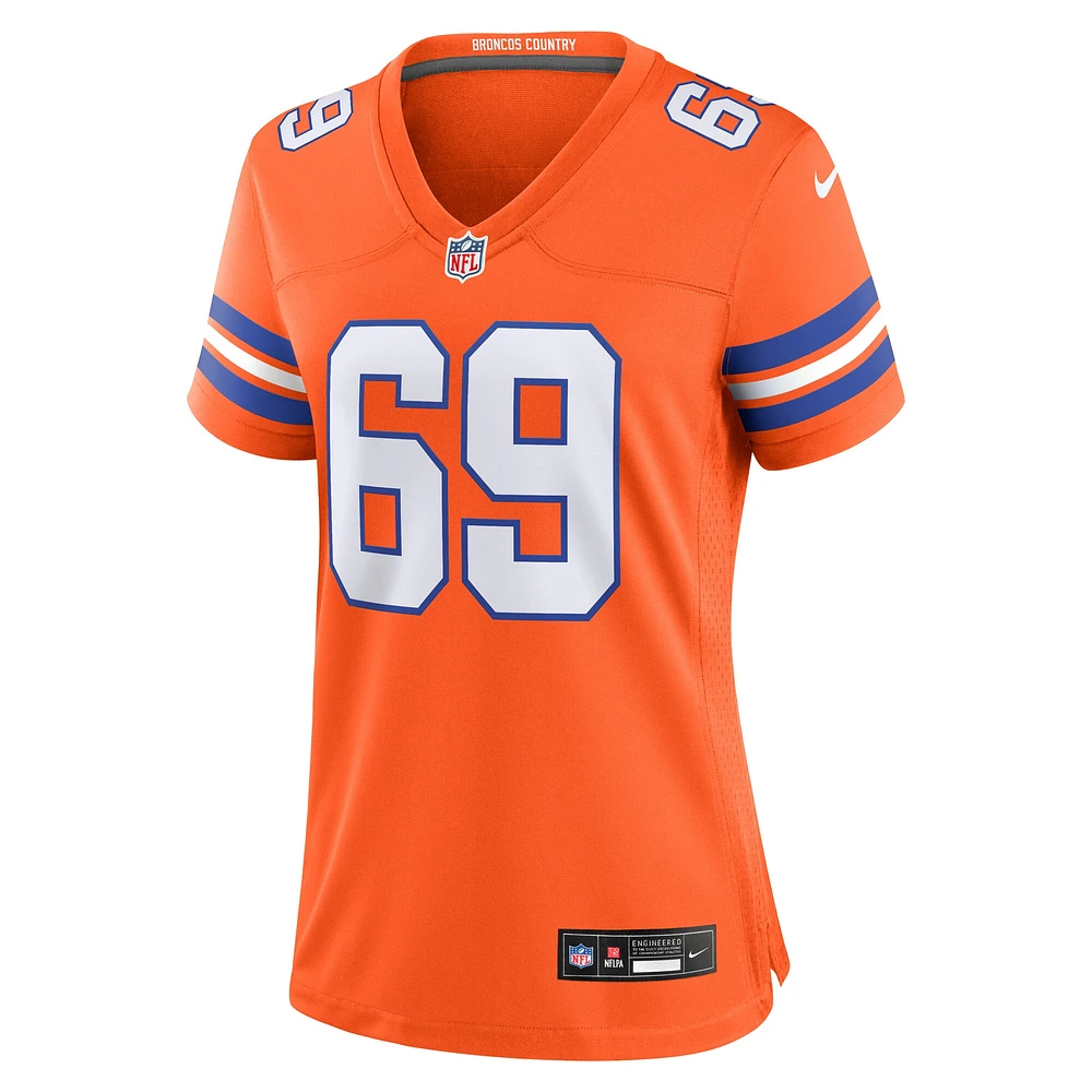 Women's Nike Mark Schlereth Orange Denver Broncos Mile High Collection 1977 Throwback Retired Player Game Jersey