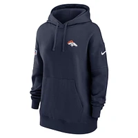Women's Nike Navy Denver Broncos 2023 Sideline Club Fleece Pullover Hoodie