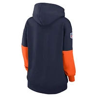 Women's Nike Navy Denver Broncos 2024 Sideline Essential Fleece Pullover Hoodie