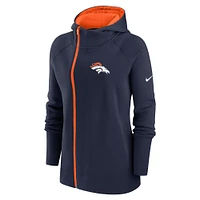 Women's Nike Navy Denver Broncos Primetime Raglan Sleeve Full-Zip Hoodie