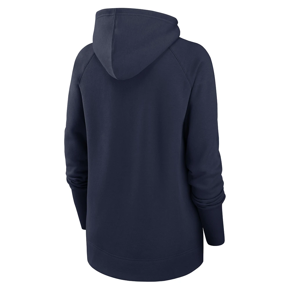 Women's Nike Navy Denver Broncos Primetime Raglan Sleeve Full-Zip Hoodie