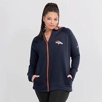 Women's Nike Navy Denver Broncos Primetime Raglan Sleeve Full-Zip Hoodie