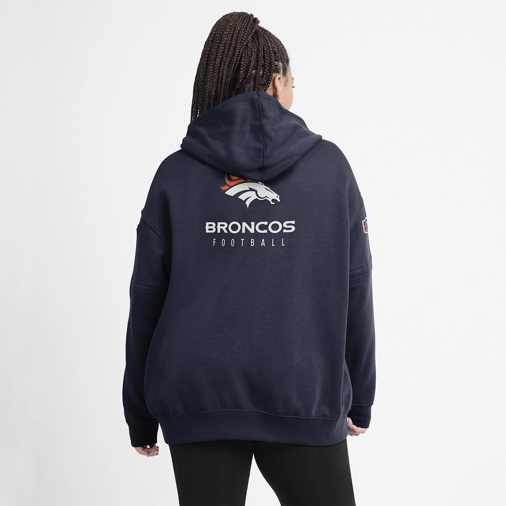 Women's Nike Navy Denver Broncos Sideline Club Fleece Pullover Hoodie