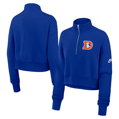 Sweat-shirt Nike Royal Denver Broncos Rewind Phoenix à demi-zip pour femme