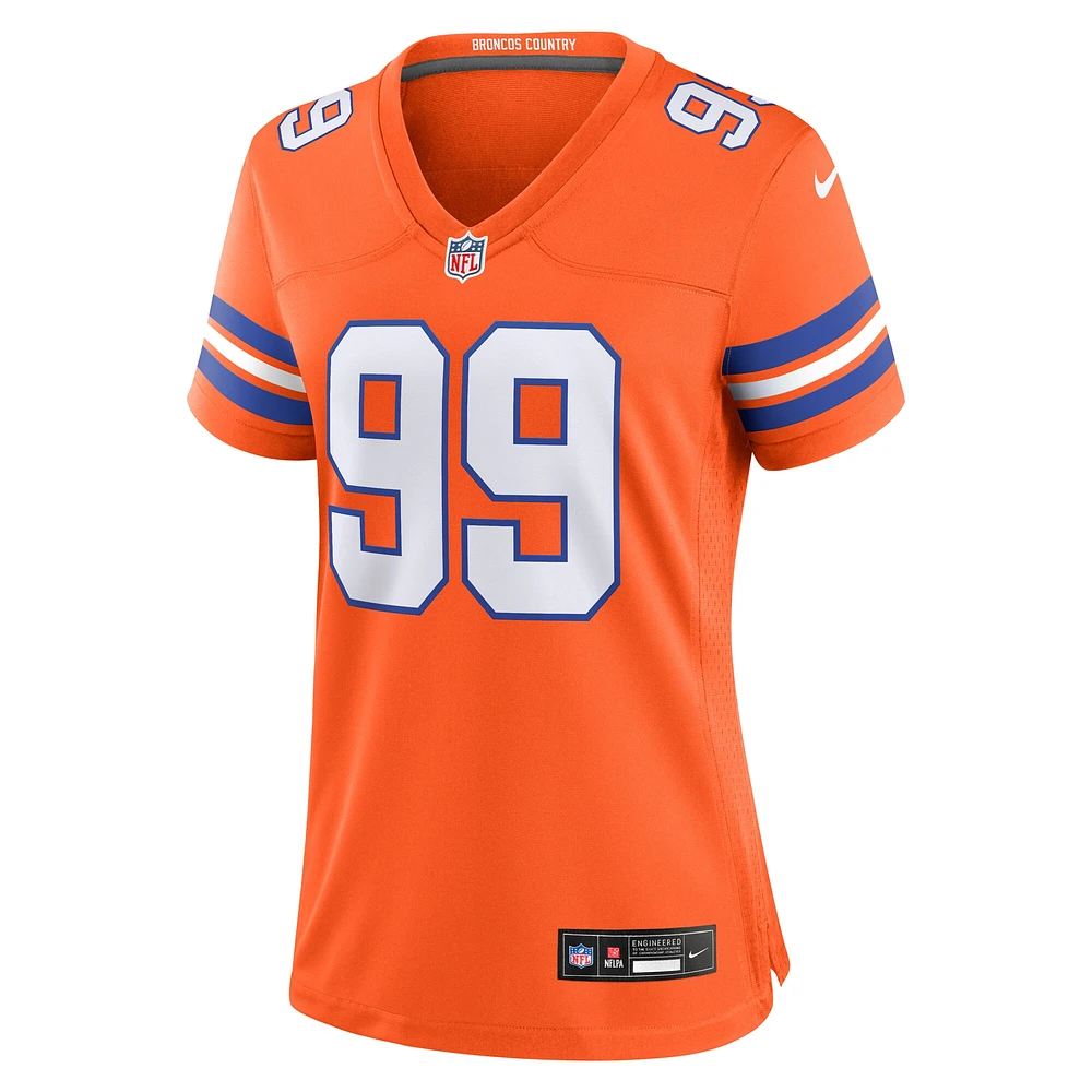 Women's Nike Zach Allen Orange Denver Broncos Mile High Collection 1977 Throwback Player Game Jersey