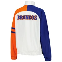 Women's Starter White Denver Broncos Curve Ball Raglan Full-Zip Track Jacket