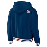 Women's WEAR by Erin Andrews Navy Denver Broncos Lace-Up Pullover Hoodie