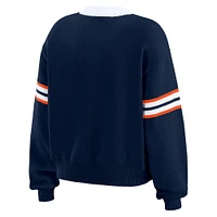 Women's WEAR by Erin Andrews Navy Denver Broncos Lace-Up Pullover Sweatshirt