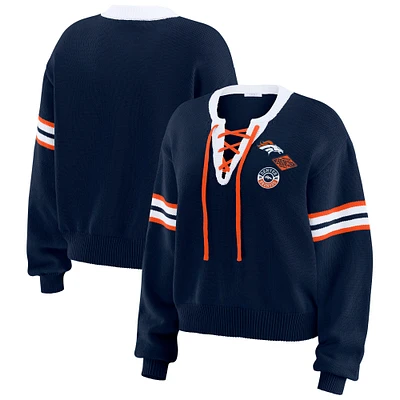 Pull à lacets bleu marine Denver Broncos WEAR by Erin Andrews pour femme